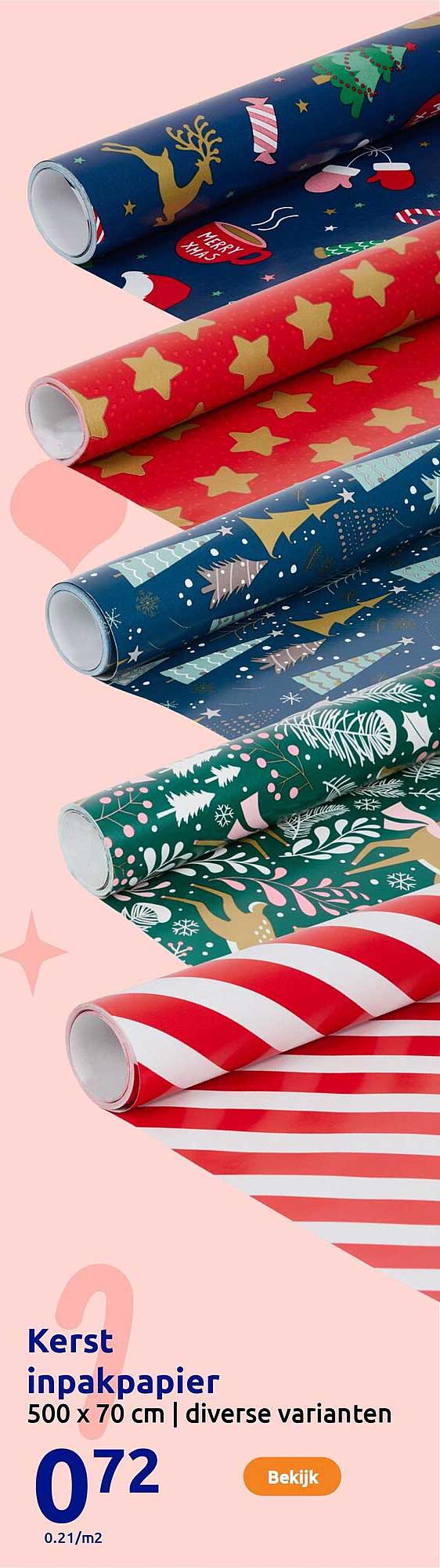 Kerst inpakpapier 500 x 70 cm | diverse varianten