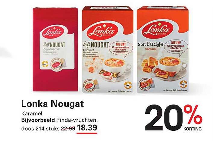 Lonka Nougat Karamel, doos 214 stuks