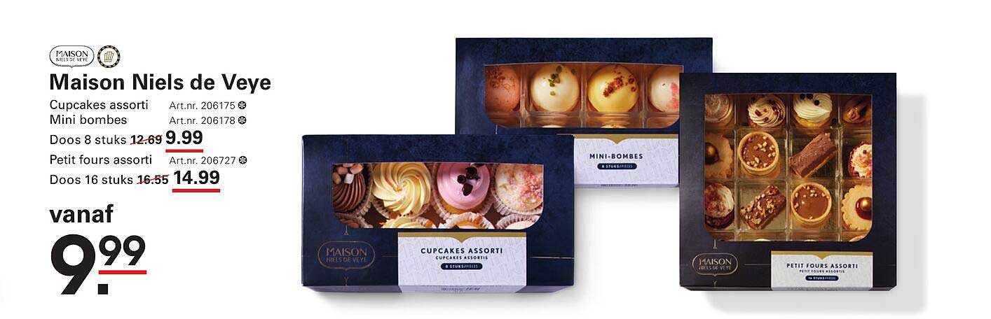 Maison Niels de Veye Cupcakes assorti, Mini bombes, Petit fours assorti