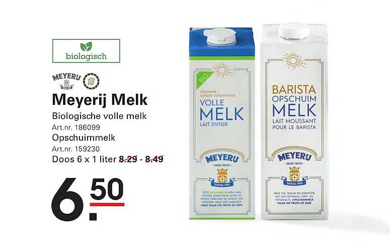 Meyerin Melk Biologische volle melk 6 x 1 liter