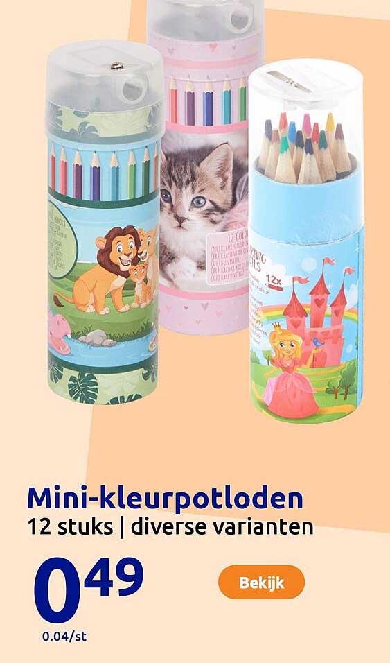 Mini-kleurpotloden 12 stuks | diverse varianten