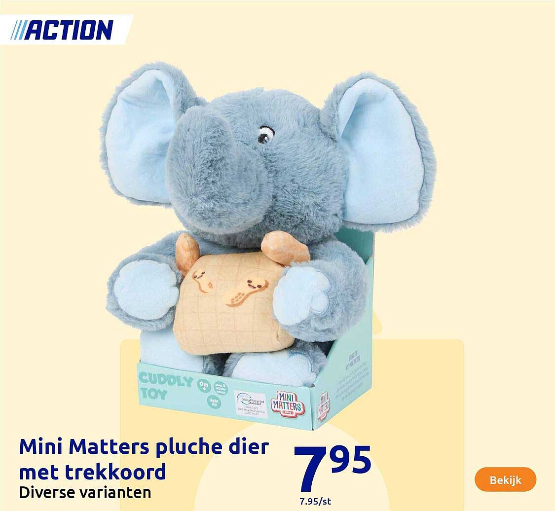 Mini Matters pluche dier met trekje