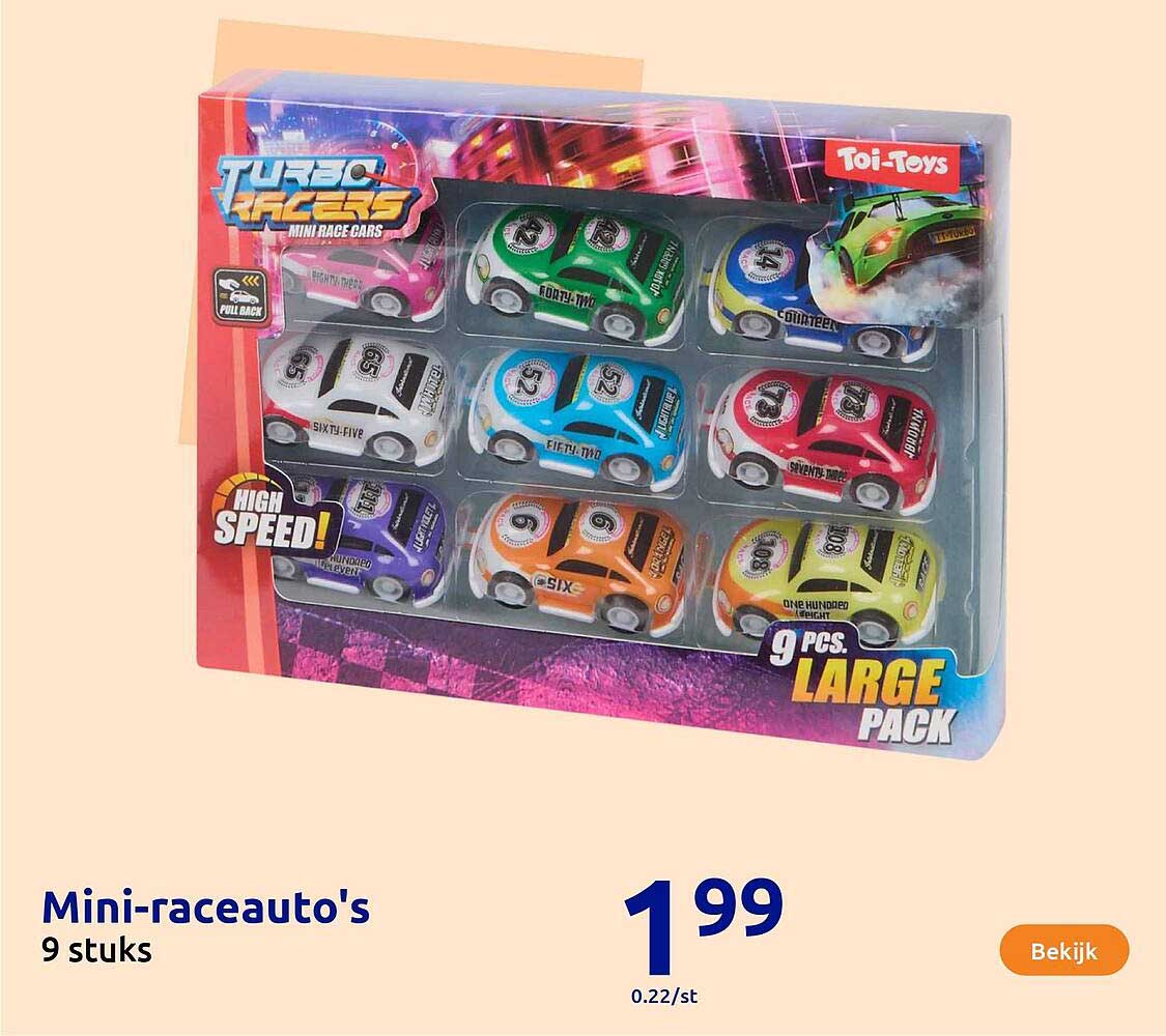 Mini-raceauto's 9 stuks