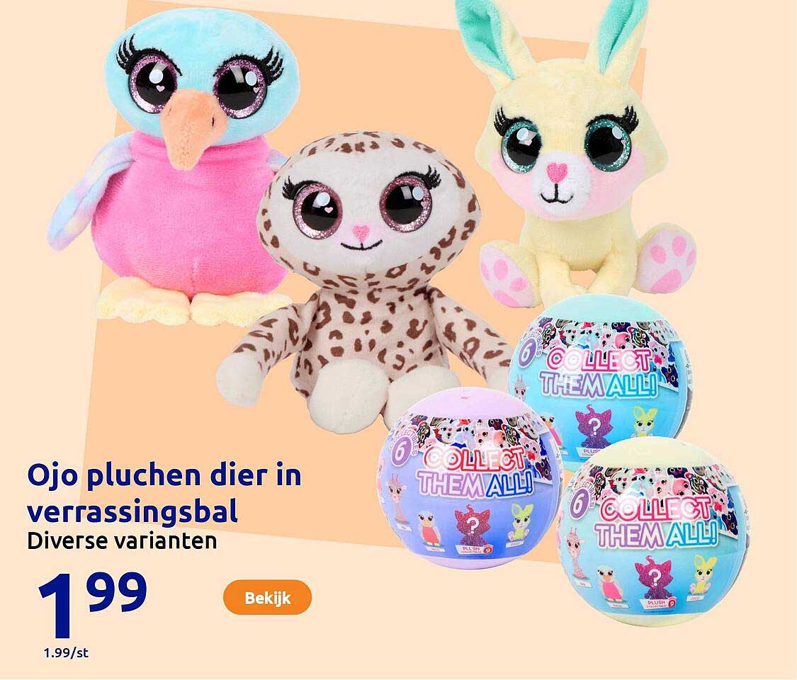 Ojo pluchen dier in verrassingsbal