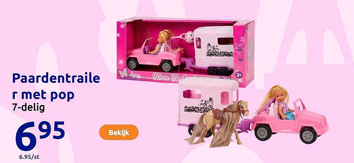 Paardentrailer met pop 7-delig