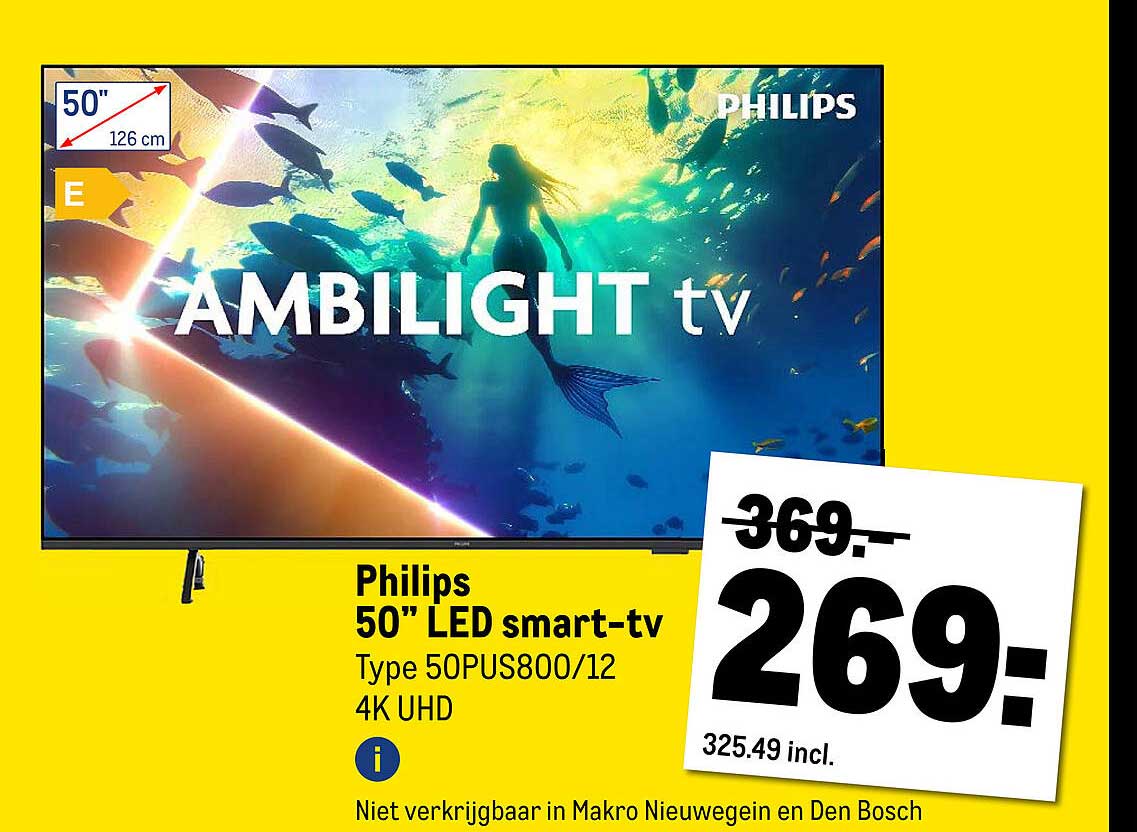 Philips 50" LED smart-tv Type 50PUS800/12 4K UHD