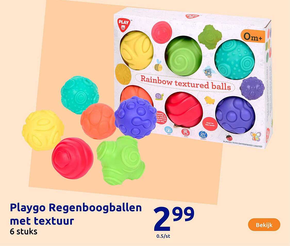Playgo Regenboogballen met textuur
