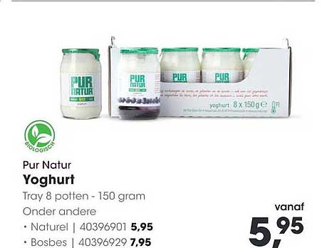 Pur Natur Yoghurt - Tray 8 potten - 150 gram