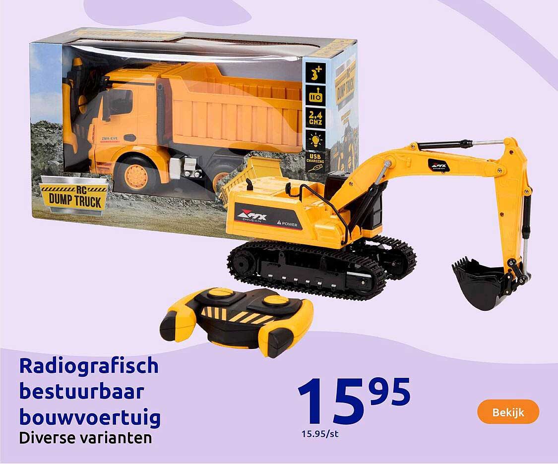 Radiografisch bestuurbaar bouwvoertuig