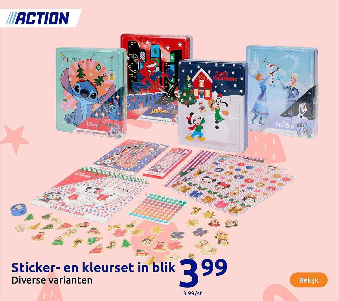 Sticker- en kleorset in blik