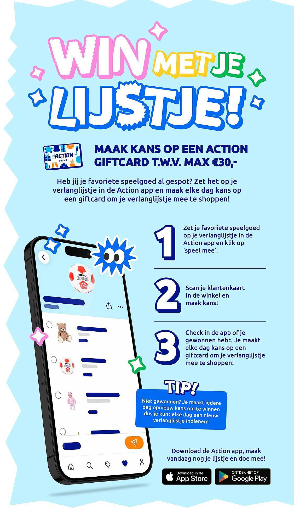 WIN MET JE LIJSTJE! MAAK KANS OP EEN ACTION GIFT CARD T.W.V. MAX €30,-