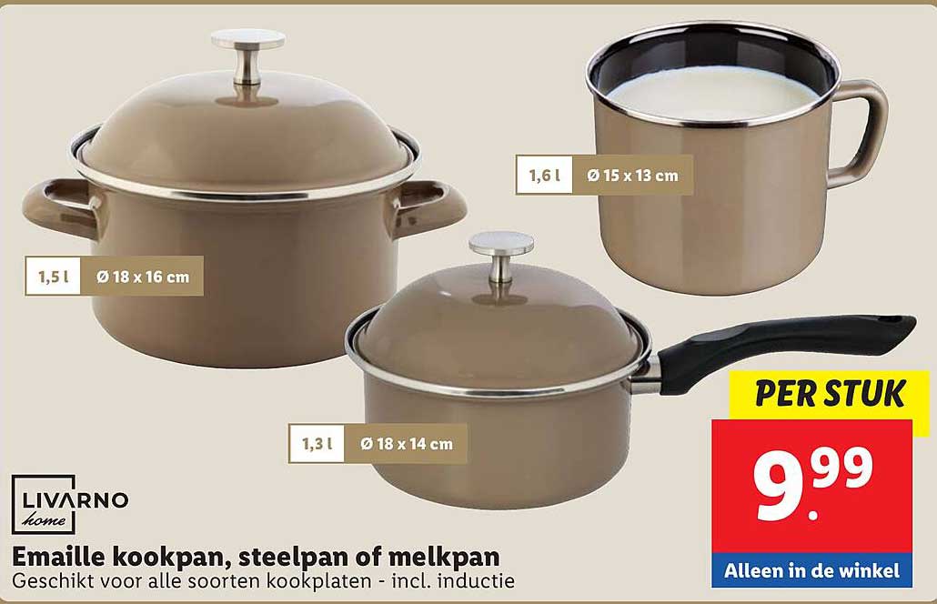 Emaille kookpan, steelpan of melkpan