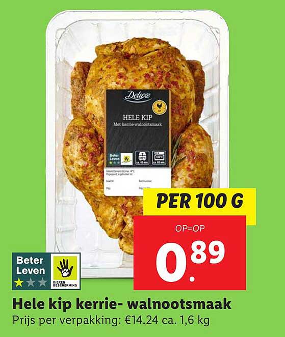 Hele kip kerrie-walnootsmaak