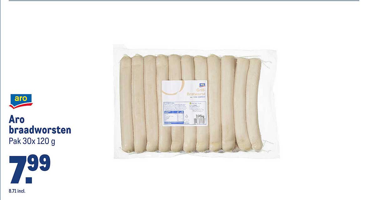 Aro braadworsten Pak 30x 120 g