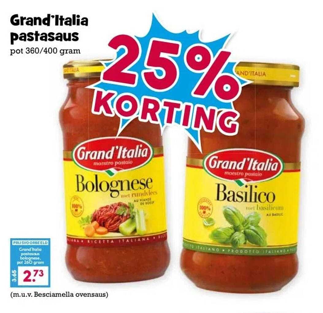 Grand'Italia pastasaus pot 360/400 gram - 25% korting