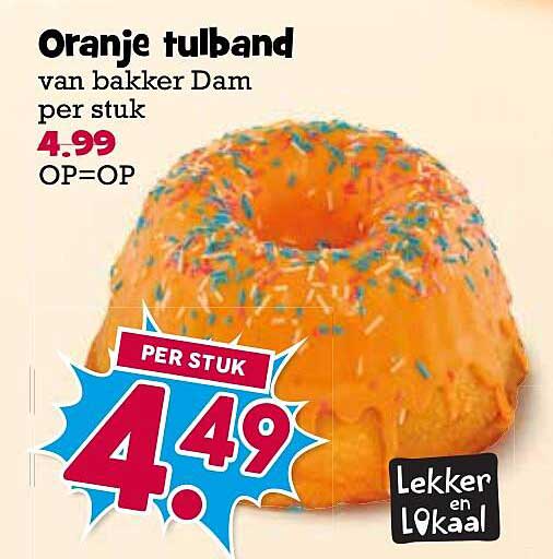 Oranje tulband van bakker Dam per stuk