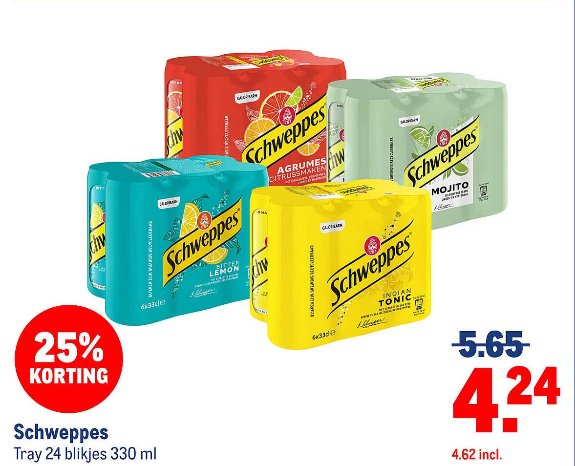 Schweppes Tray 24 blikjes 330 ml