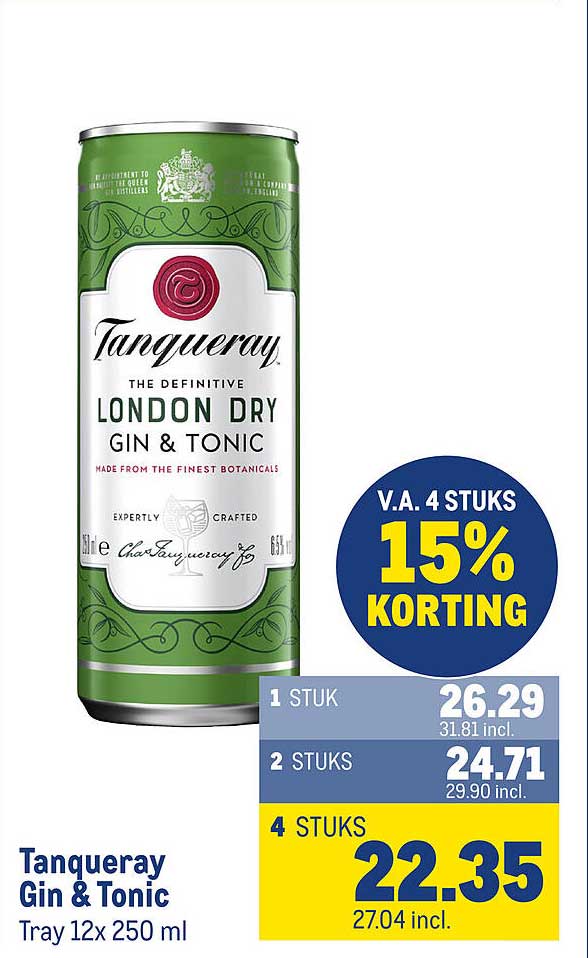 Tanqueray Gin & Tonic Tray 12x 250 ml