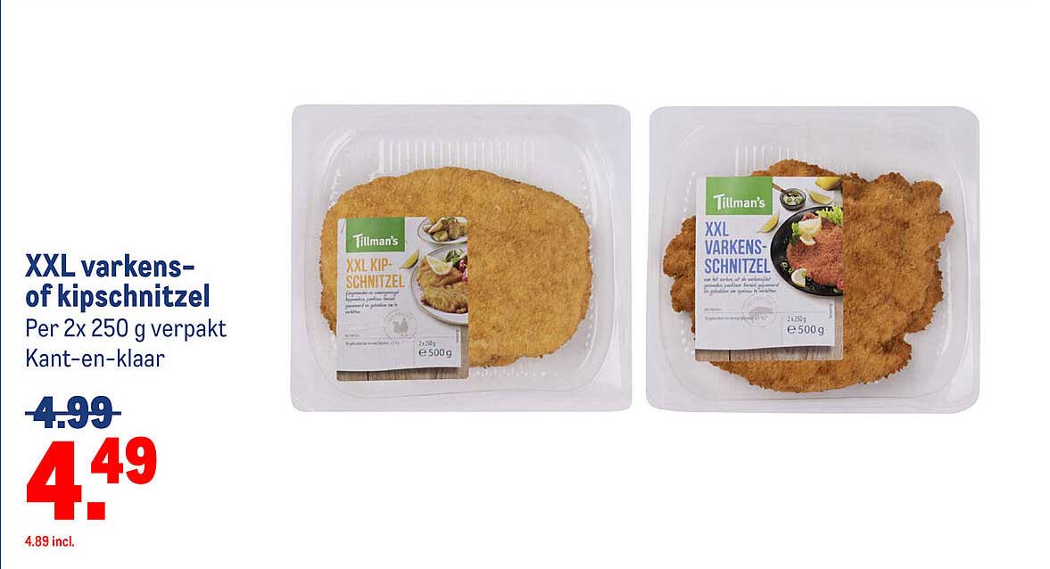 XXL varkens- of kipschnitzel