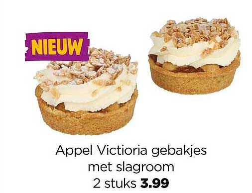Appel Victoria gebakjes met slagroom 2 stuks