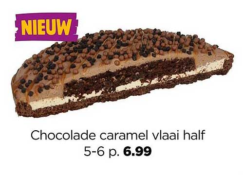 Chocolade caramel vlaai half 5-6 p.