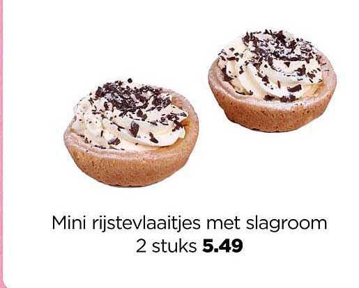 Mini rijstevlaaitjes met slagroom 2 stuks