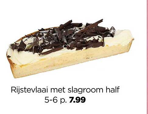 Rijstevlaai met slagroom half 5-6 p.