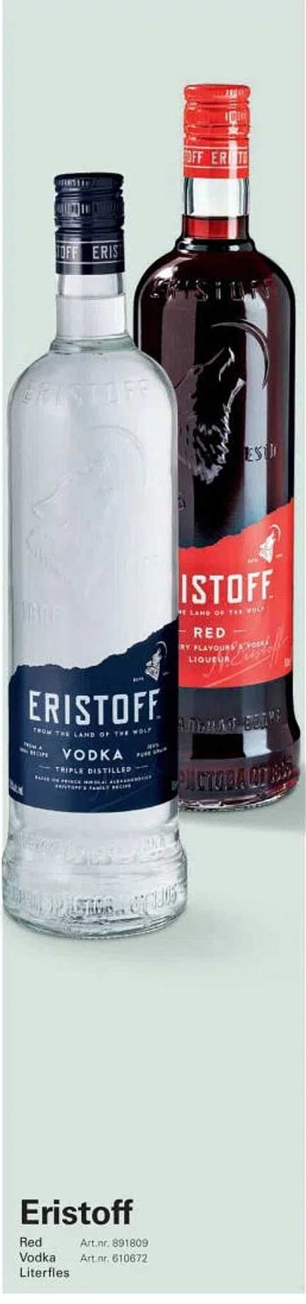 Eristoff Red Vodka Literfles