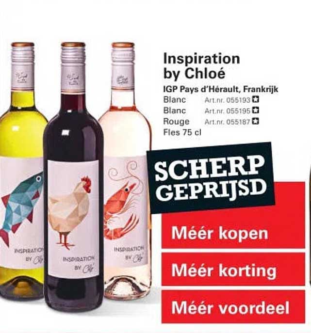Inspiration by Chloé IGP Pays d’Hérault, Frankrijk Blanc, Blanc, Rouge Fles 75 cl SCHERP GEPRIJSD