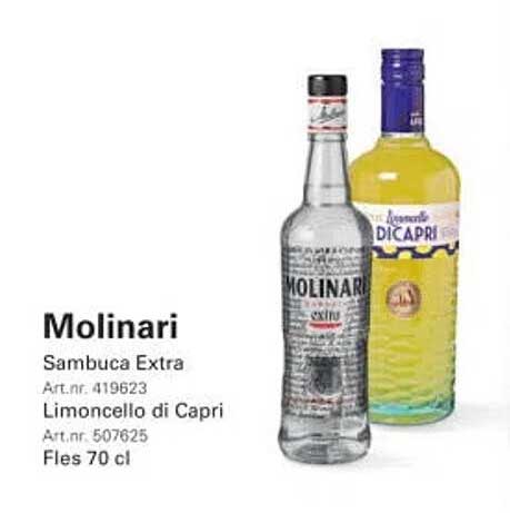Molinari Sambuca Extra Art nr. 419623 Limoncello di Capri Art.nr. 507625 Fles 70 cl