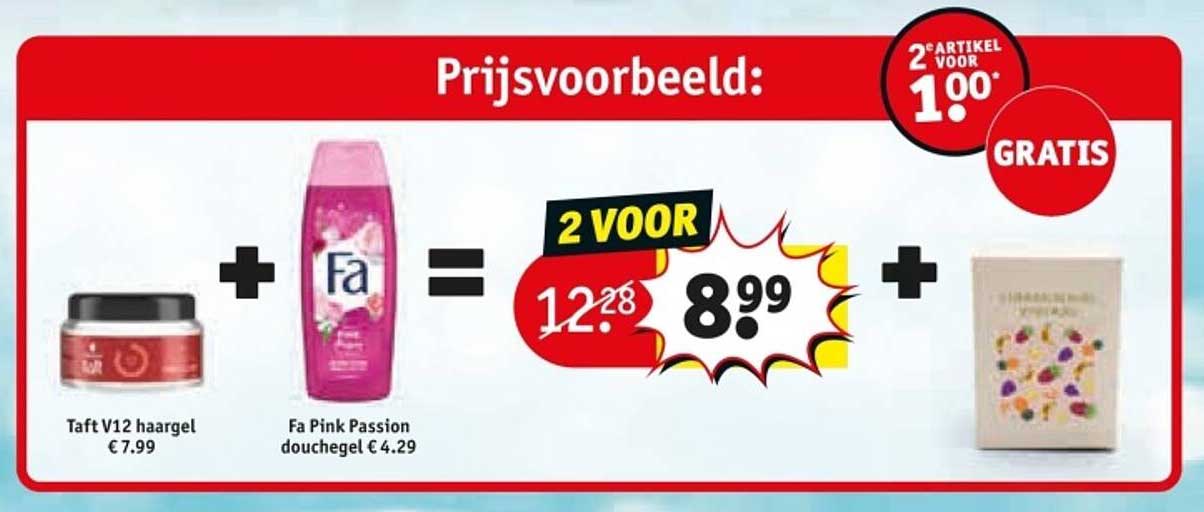 2 VOOR € 8.99: Taft V12 haargel en Fa Pink Passion douchegel