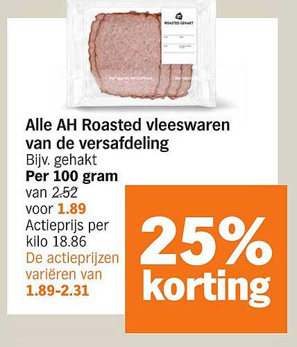 Alle AH Roasted vleeswaren van de versafdeling