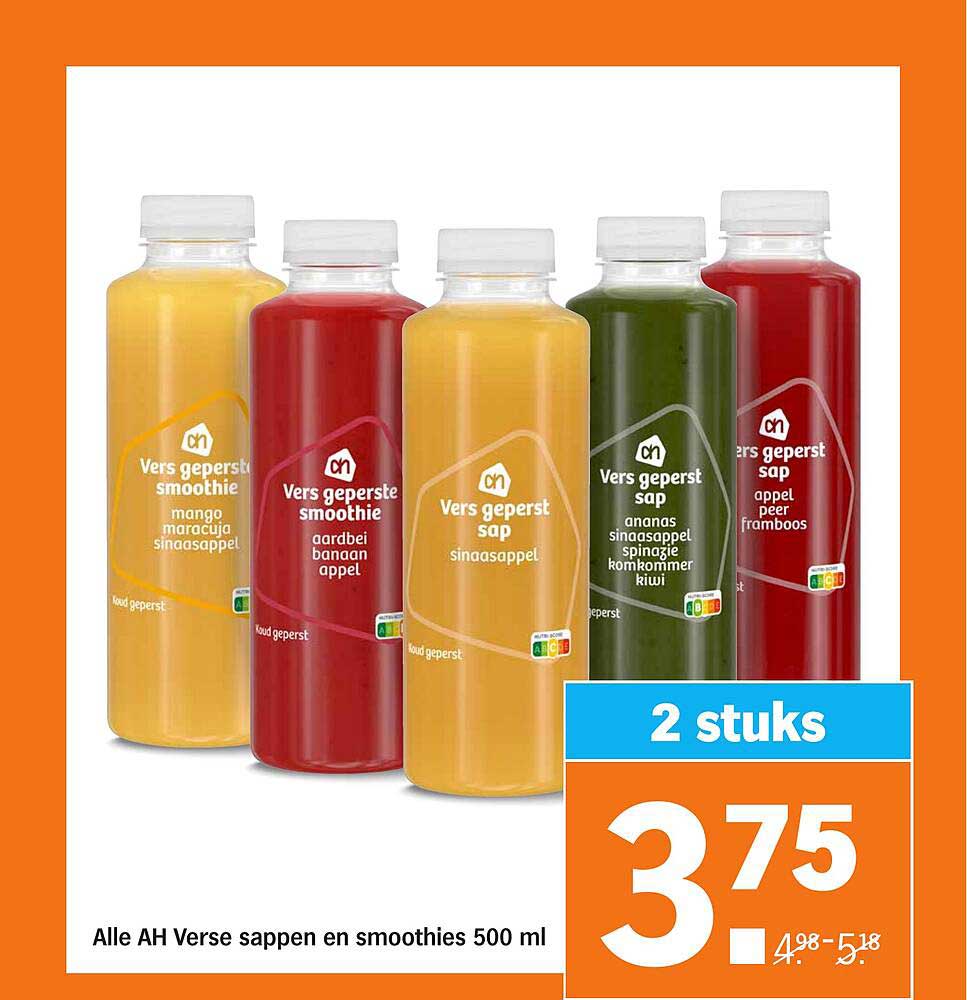 Alle AH Verse sappen en smoothies 500 ml