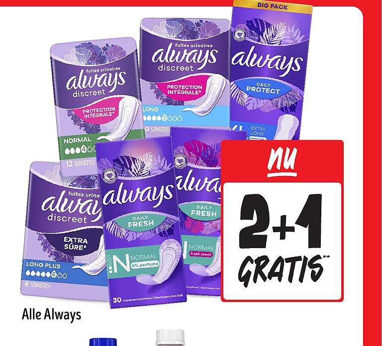 Alle Always 2+1 Gratis