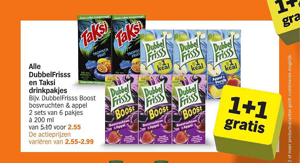 Alle DubbelFrisss en Taksi drinkpakjes