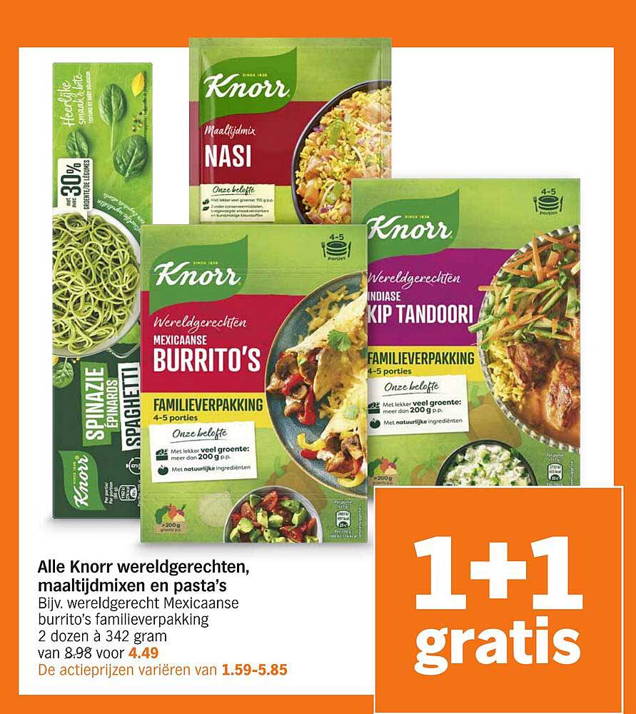 Alle Knorr wereldgerechten, maaltijdmixen en pasta’s