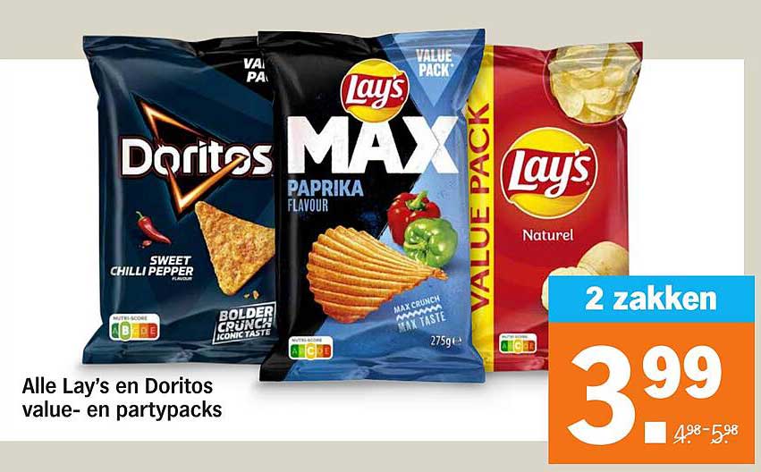 Alle Lay’s en Doritos value- en partypacks