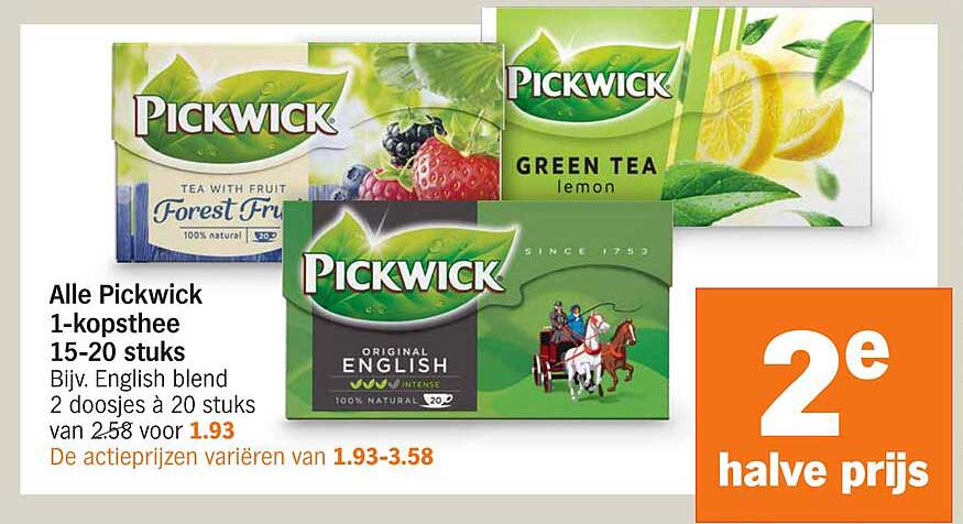 Alle Pickwick 1-kopsthee 15-20 stuks