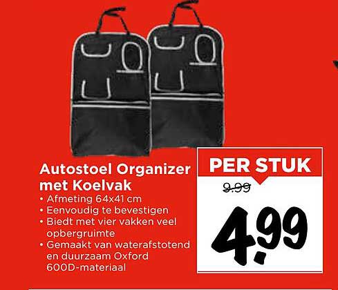 Autostoel Organizer met Koelvak