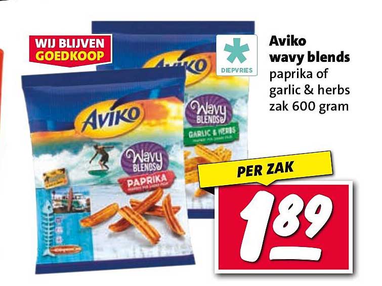 Aviko wavy blends paprika of garlic & herbs zak 600 gram