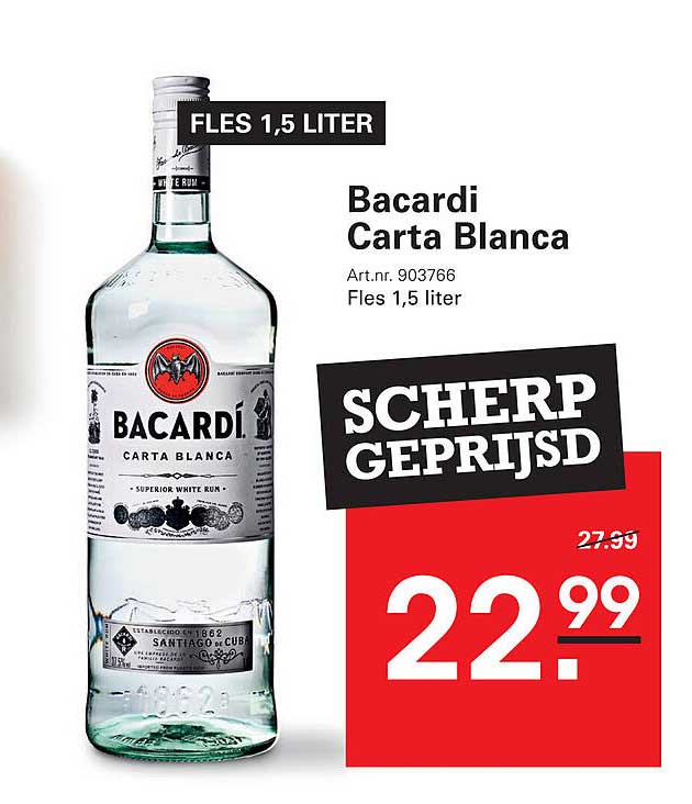 Bacardi Carta Blanca 1,5 liter