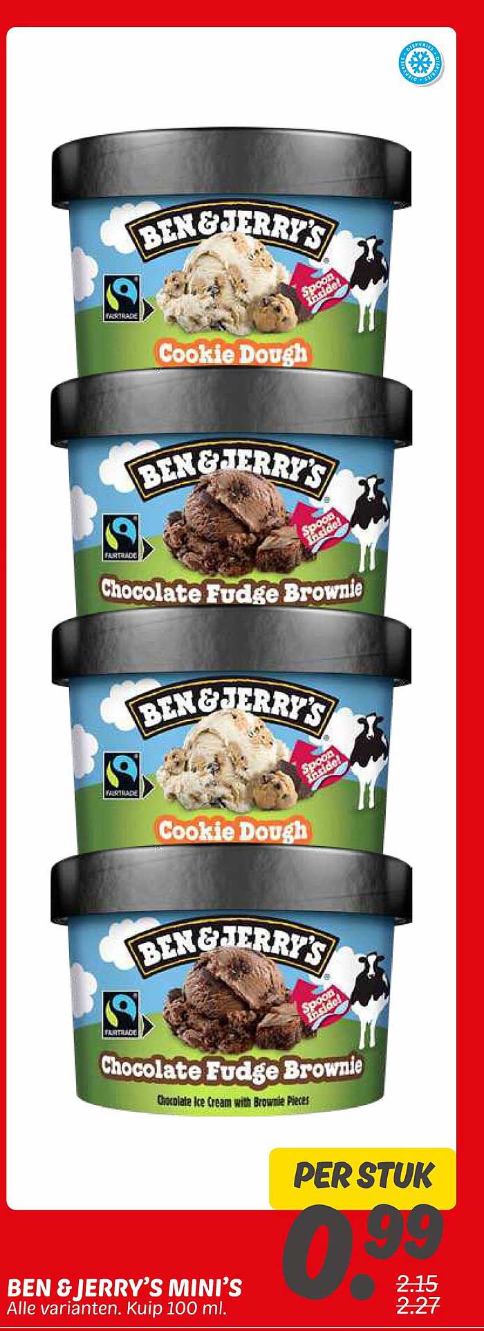 BEN & JERRY’S MINI’S Alle varianten. Kuip 100 ml.