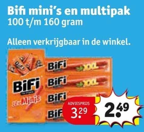 Bifi mini’s en multipak 100 t/m 160 gram