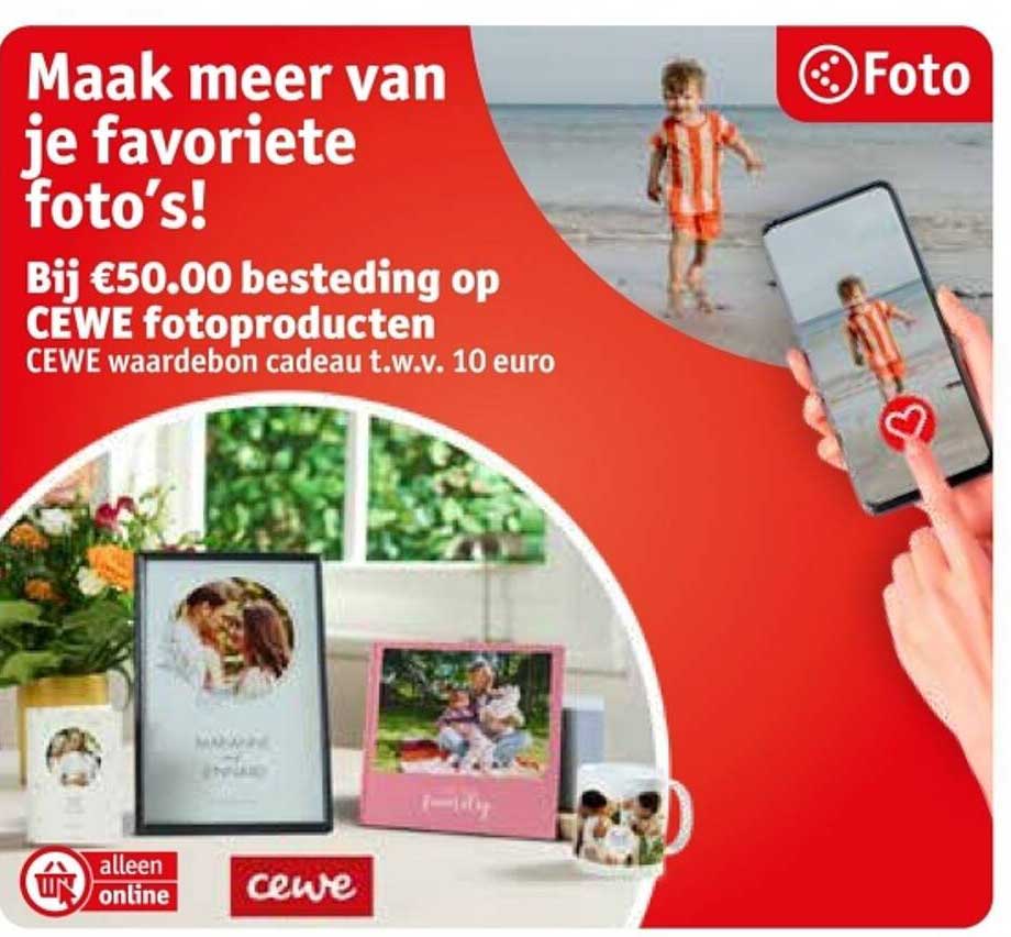 Bij €50.00 besteding op CEWE fotoproducten CEWE waardebon cadeau t.w.v. 10 euro