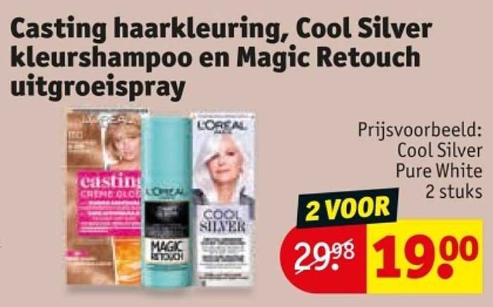 Casting haarkleuring, Cool Silver kleurshampoo en Magic Retouch uitgroeispray