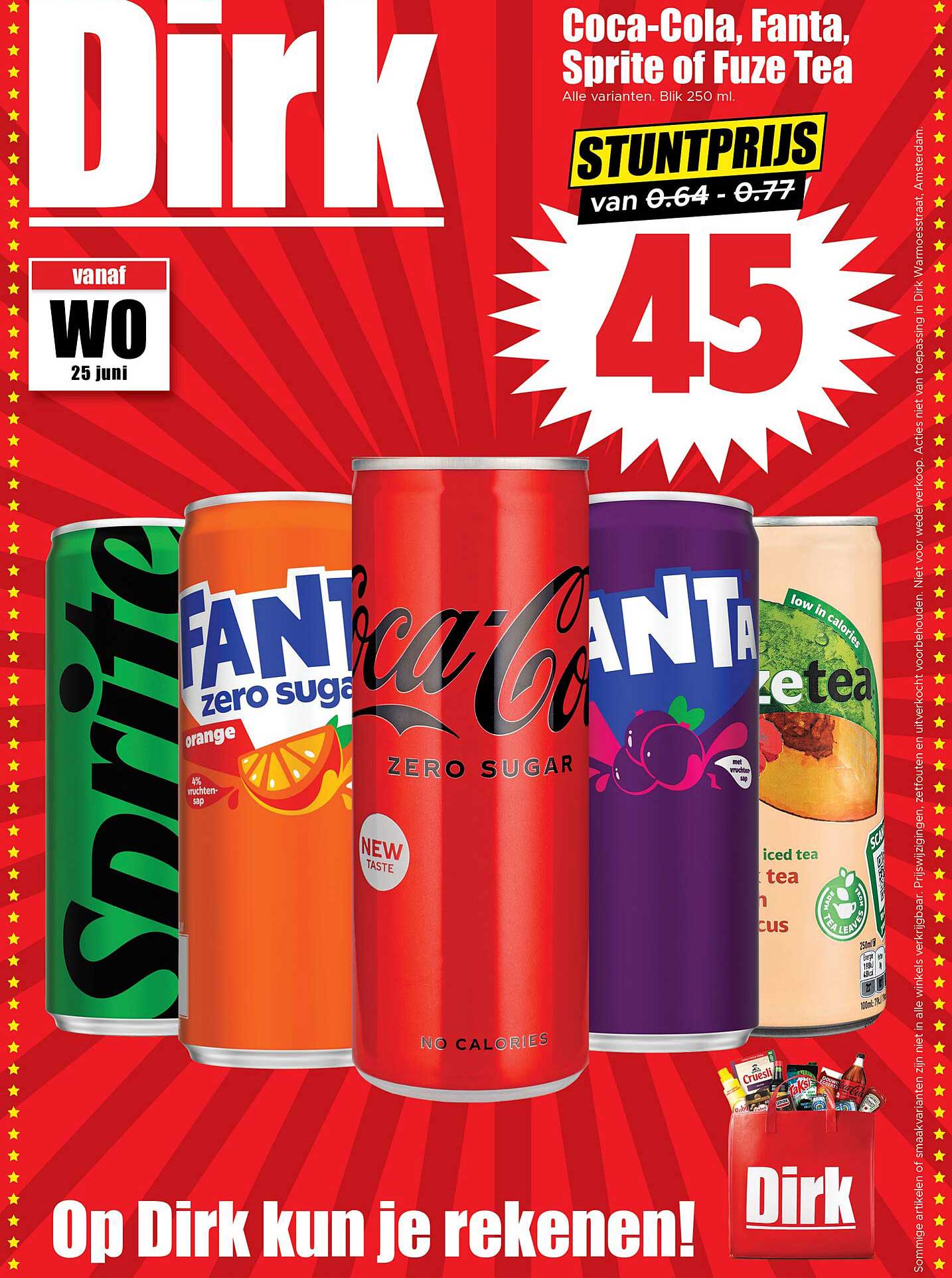 Coca-Cola, Fanta, Sprite of Fuze Tea 250 ml