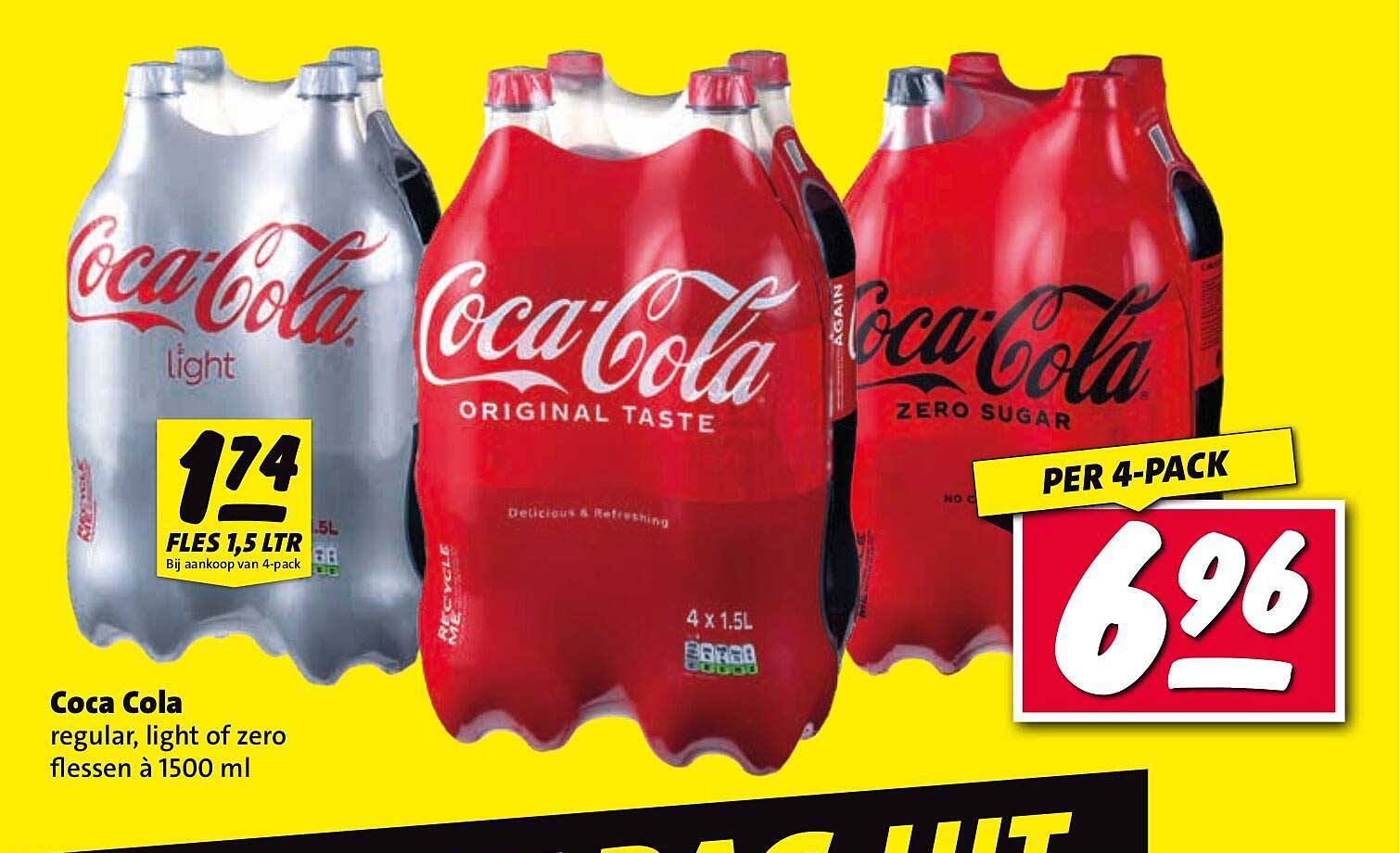 Coca Cola regular, light of zero flessen à 1500 ml