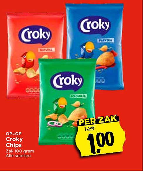 Crocky Chips Zak 100 gram - Alle soorten