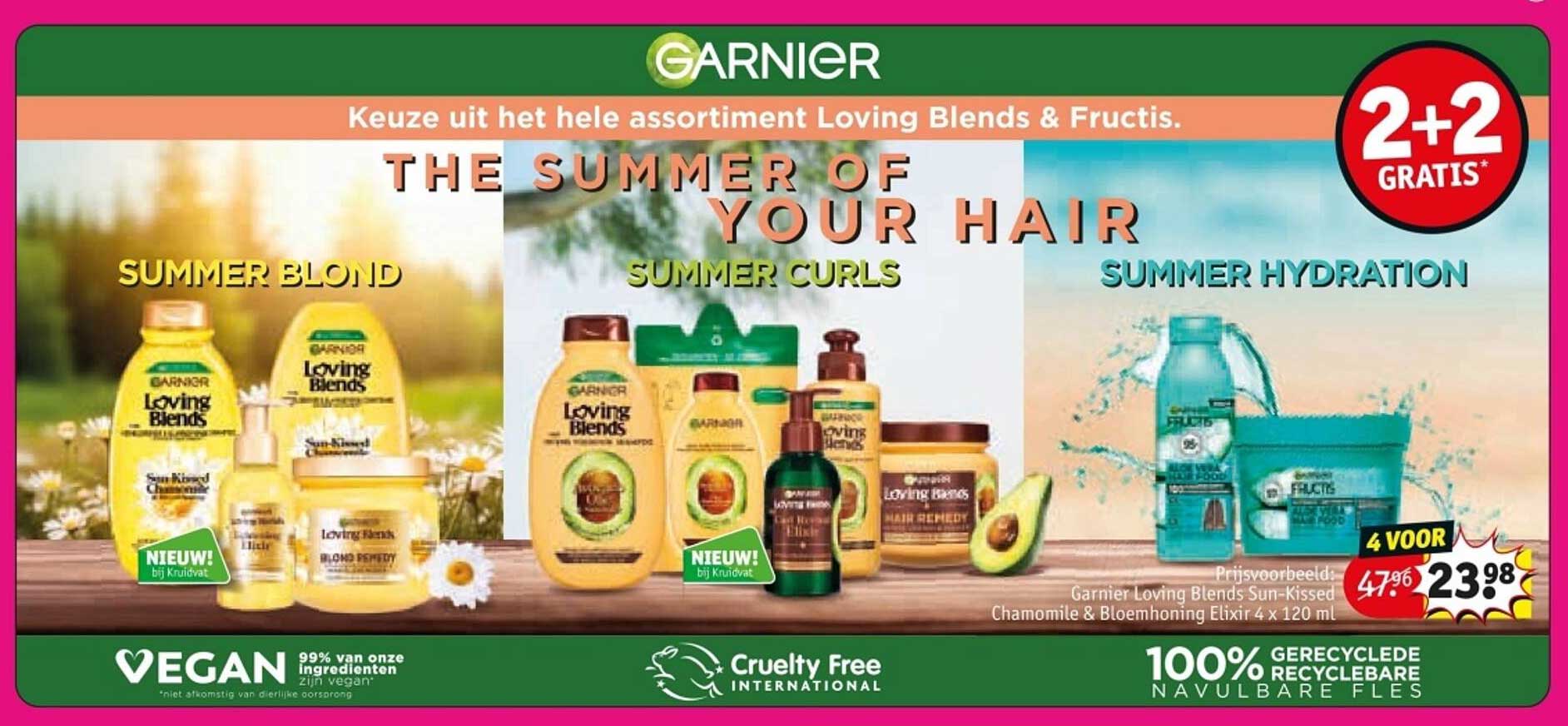 De complete Garnier Loving Blends & Fructis aanbieding: 4 voor 23,98*