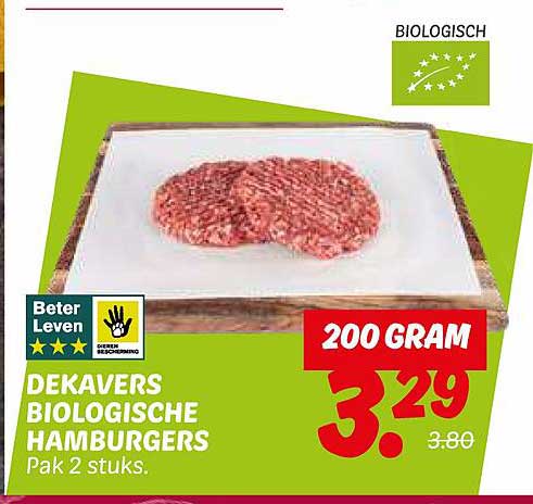 Dekavers Biologische Hamburgers Pak 2 stuks